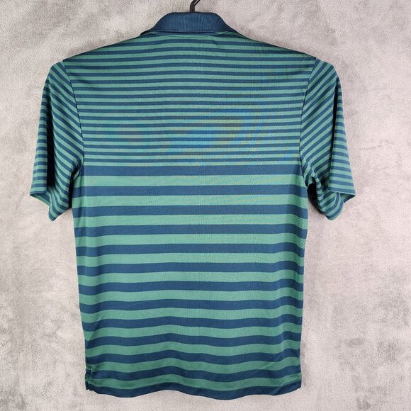 Mens Adidas ClimaCool Polo Shirt Green & Blue Stripe Short Sleeve Size S - Picture 8 of 11